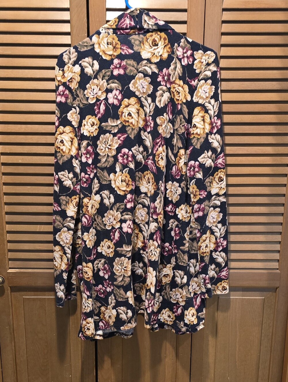 ​The ZigZag Stripe Open Front Floral Cardigan XL Black Mustard Yellow Rose Print - Picture 6 of 10